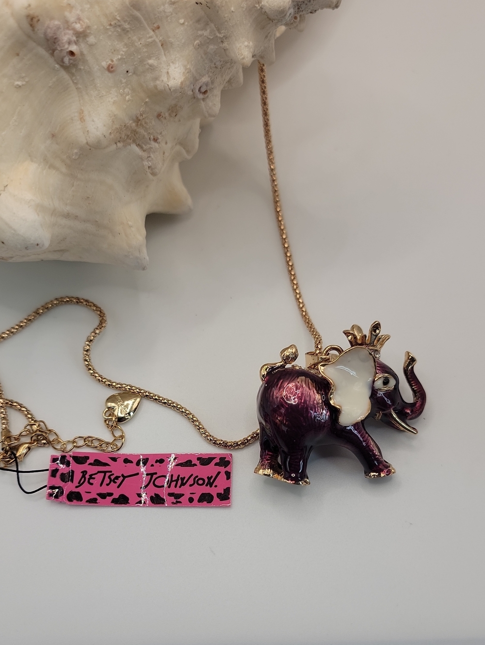Betsey Johnson  Purple Elephant Pendant Necklace